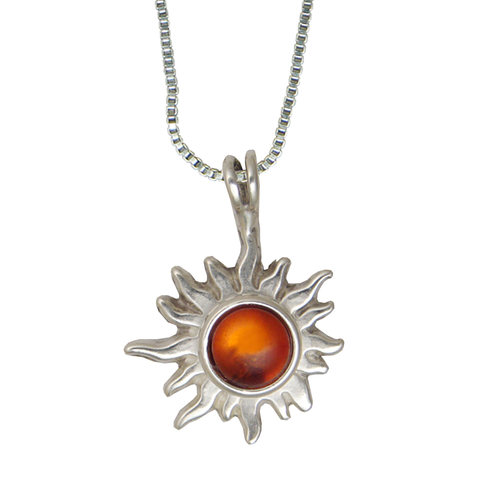 Sterling Silver Morning Sun Pendant With Amber